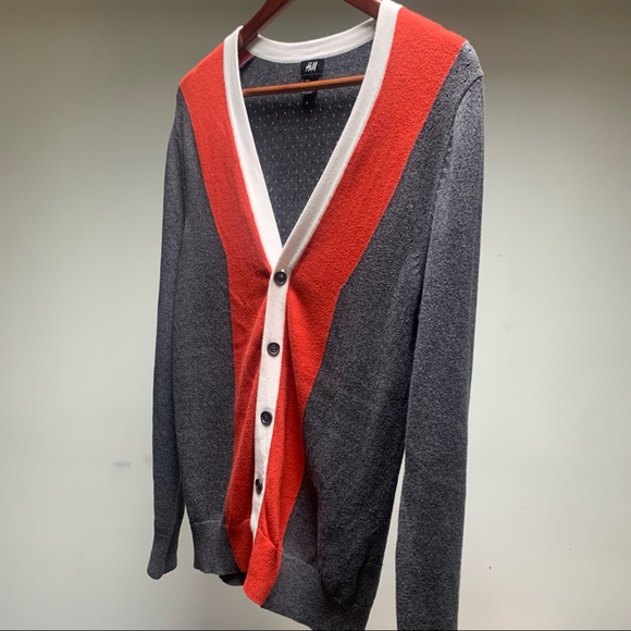 Striking Orange & White Mesh-Textured Cardigan SM - Picture 10 of 10